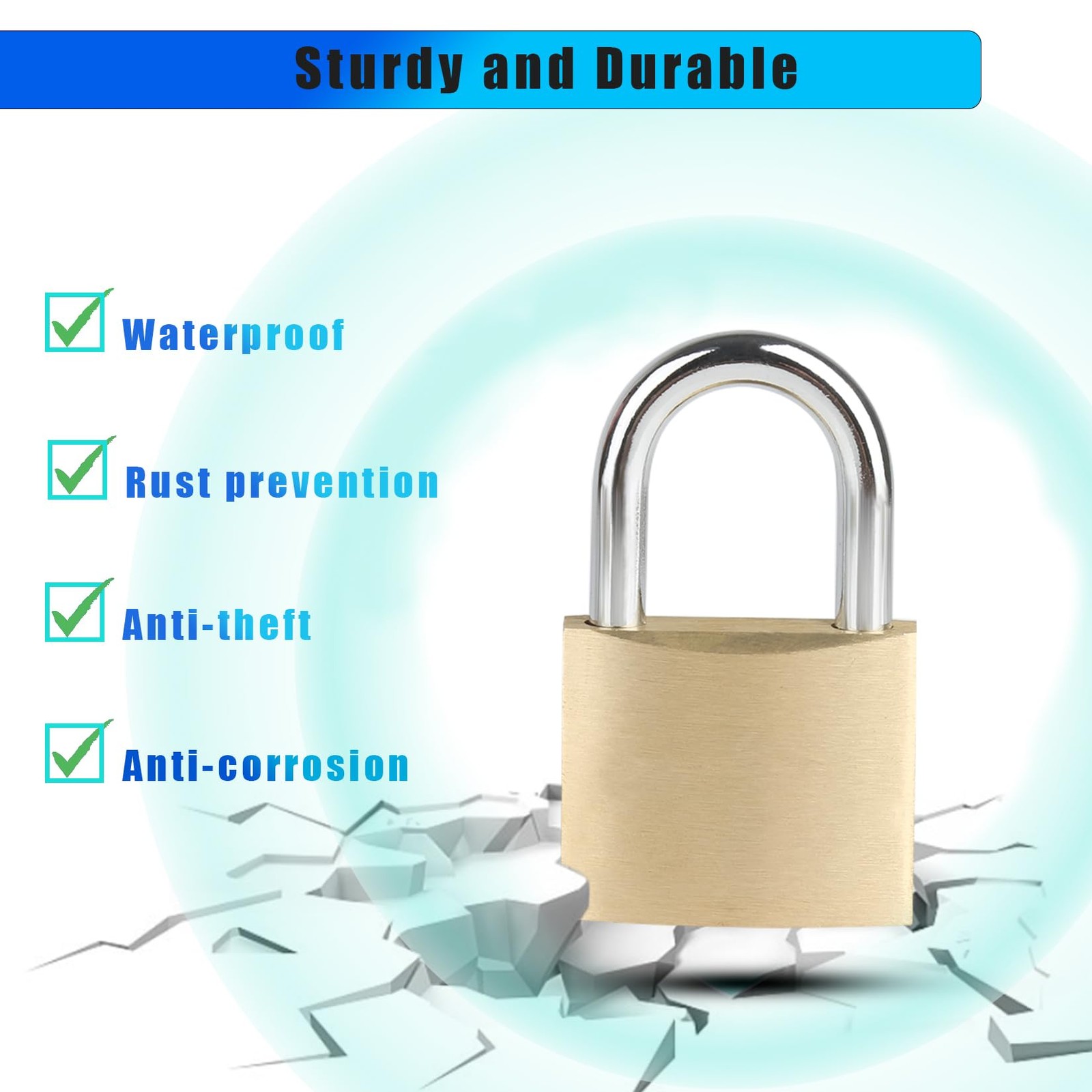 6Pack Solid Brass Padlocks Keyed Alike, Locker Locks with Same Keys, Weatherp