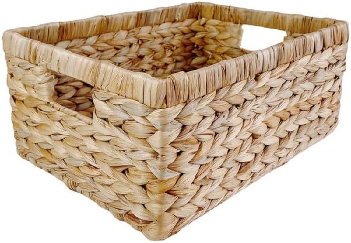 Large Handwoven Water Hyacinth Storage Wicker Basket with 2 Handles - Brown | Ha