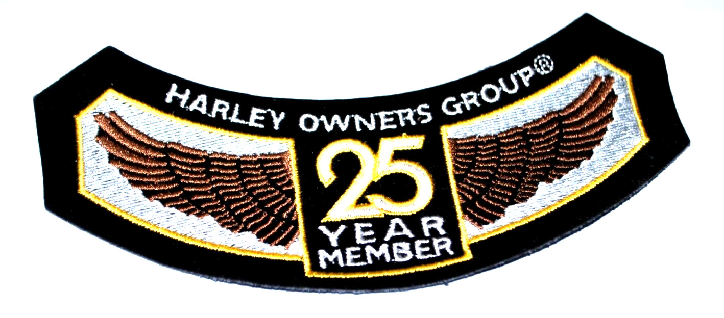 Harley  Davidson Owners Group Rocker  25 year Member NOS Vest Jacket Patch.