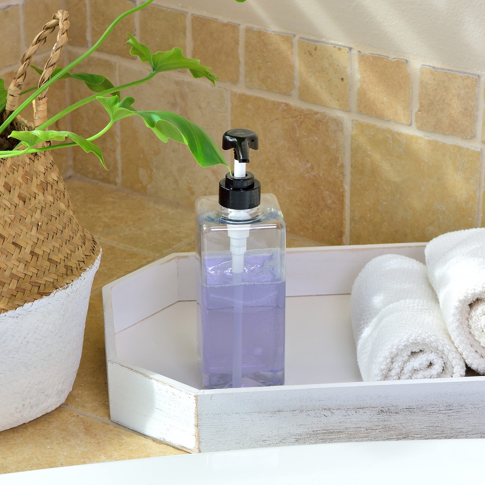 Set of 3 Shower Pump Bottles 24oz Liquid Containers for Shampoo Conditioner