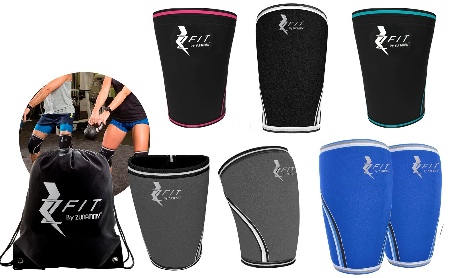 Zfit Neoprene Compression Knee Sleeve Weightlifting, Injury Recovery ( 2 Pack )