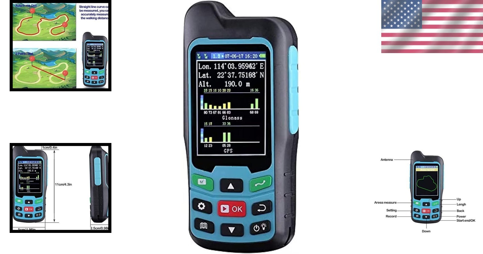 Versatile 2.4" LCD Handheld GPS with USB Connectivity for Surveying Needs