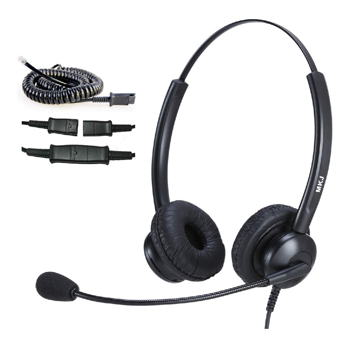 MKJ MKJ308DSQD002C  Telephone Headset for Office Phones Dual Ear RJ9 Phone