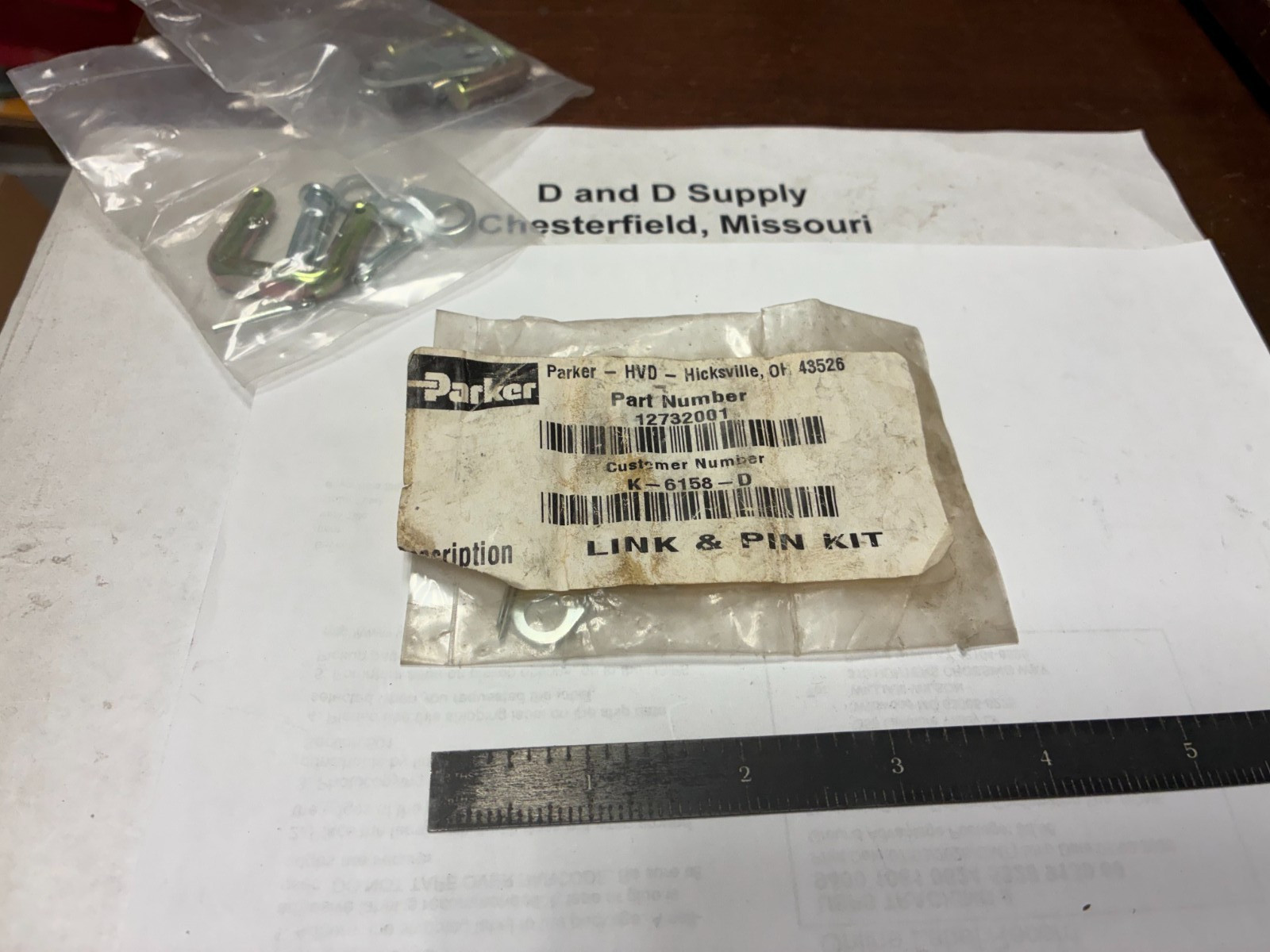 Genuine Parker 12732001, K-6158-D, Link & Pin Kit, New in Sealed Bag, Gresen