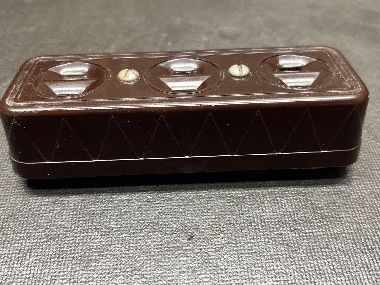 Vintage Snapit Art Deco Bakelite Brown 3 Outlet  Socket 2 Prong Hardwire