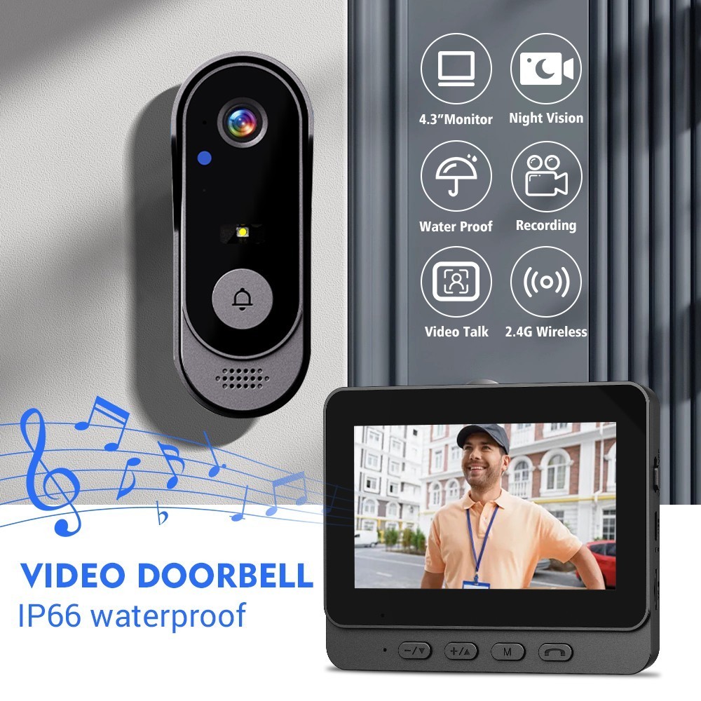 1080P Wireless Smart Video Doorbell Camera and Monitor Doorbell Intercom System