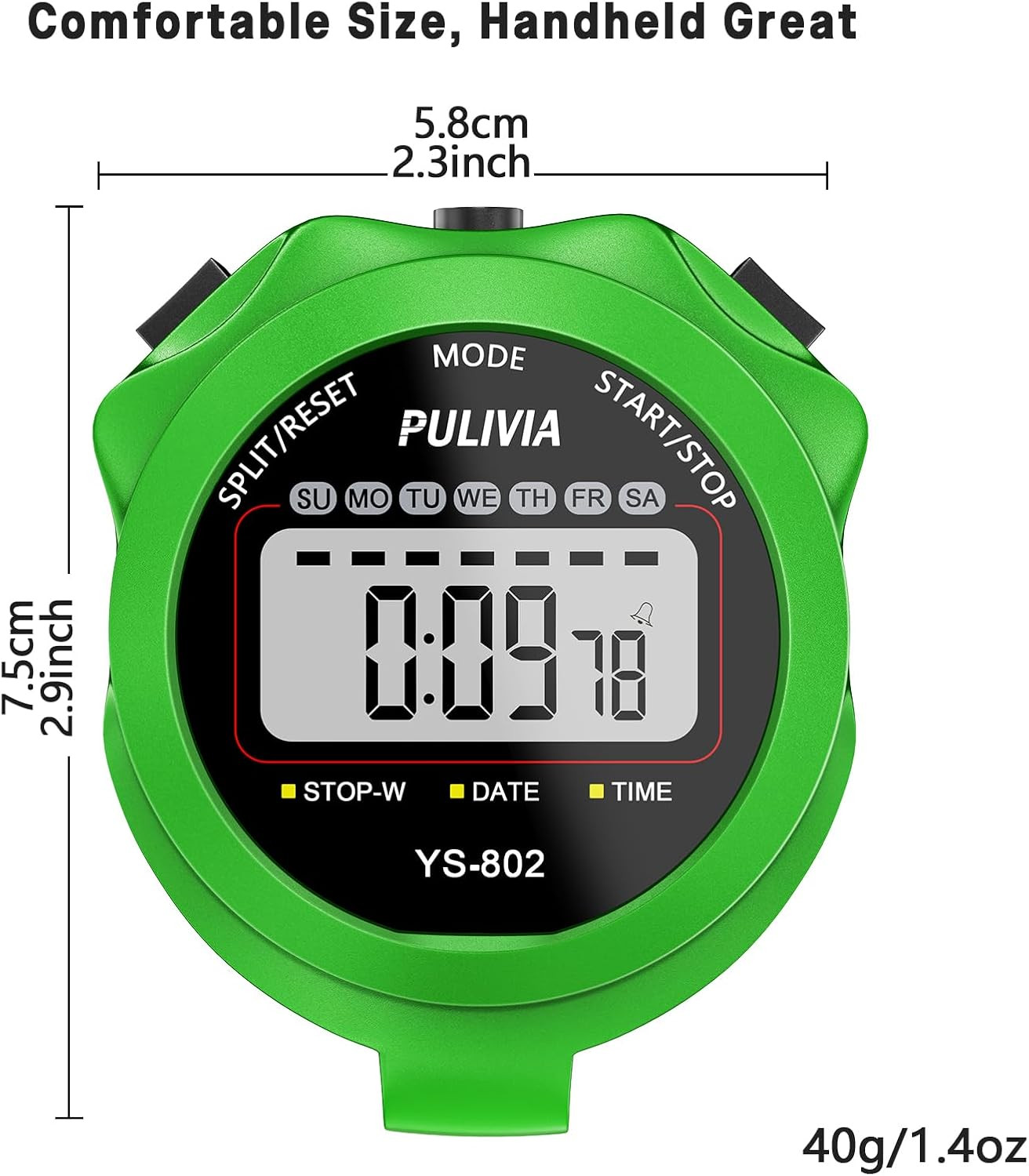 Stopwatch Timer, Digital Stop-Watch for Sports, Green | Multi-Function Stopwatch