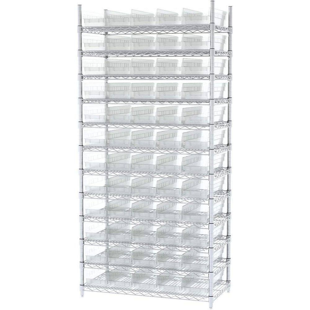 30138 Plastic Storage Shelf Bins, 18 In. D X 6 1/2 In. W X 5 In. H, Clear, 12-Pa