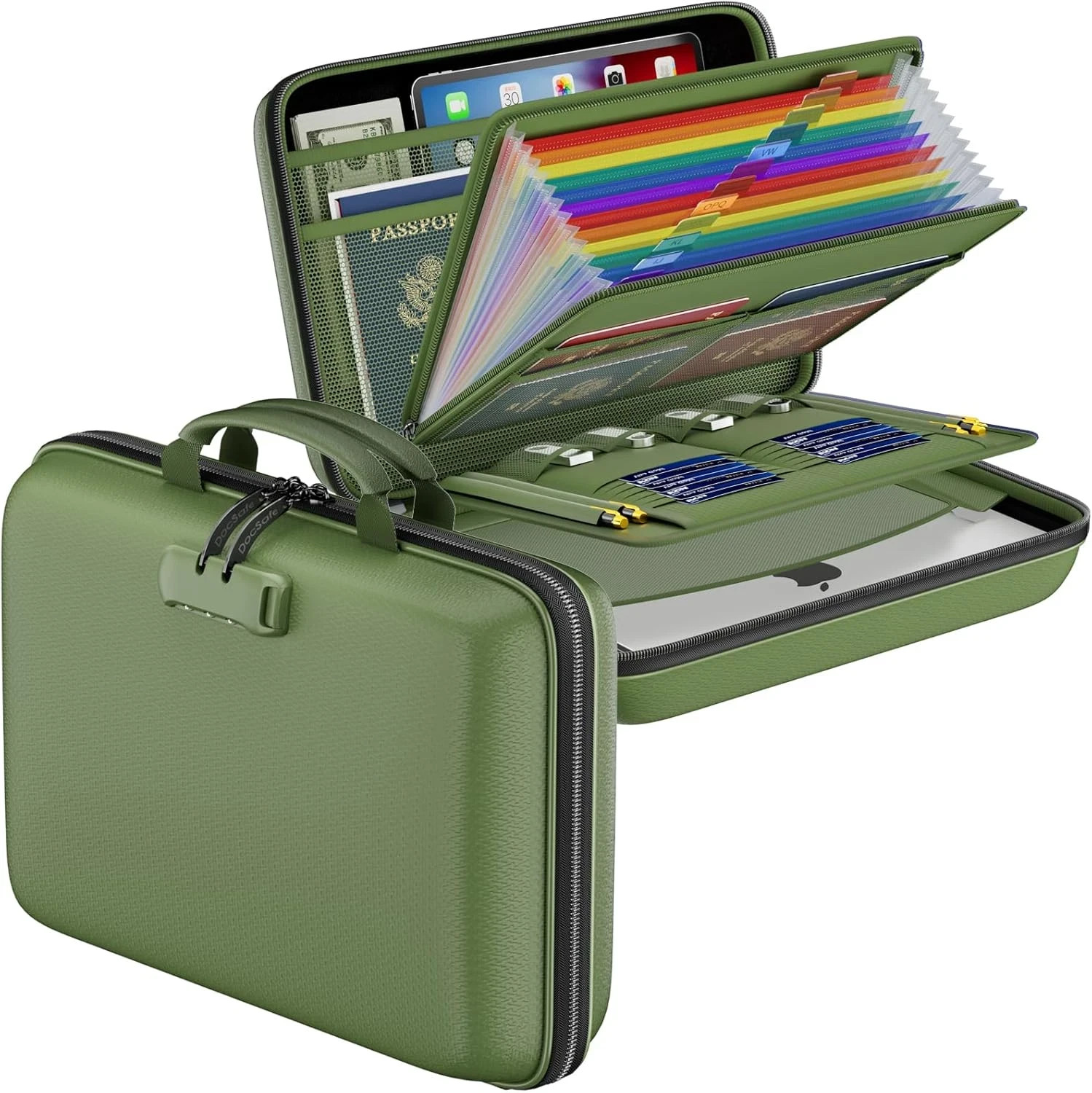 Fireproof File Organizer with Lock, Hard-Shell Case Fireproof Document Box with