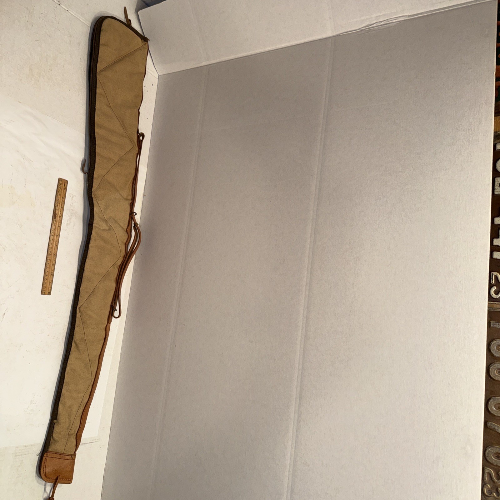 Vintage BOYT Canvas & Leather Rifle Gun Shotgun Sleeve Case Tan Brown Beige USA