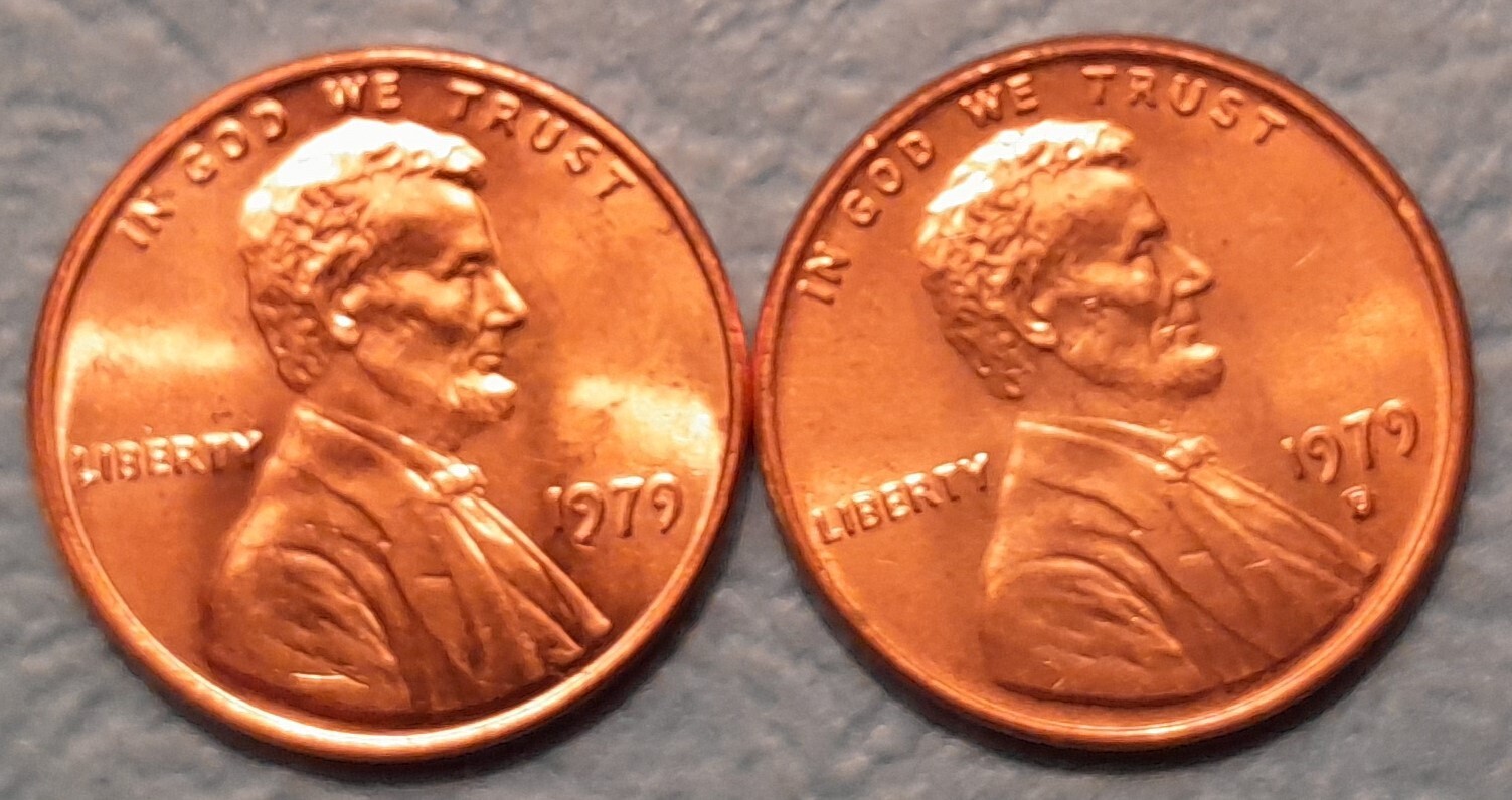 1979 P&D Brilliant Uncirculated Lincoln Cents(2 coins) Ships Free. BU condition.