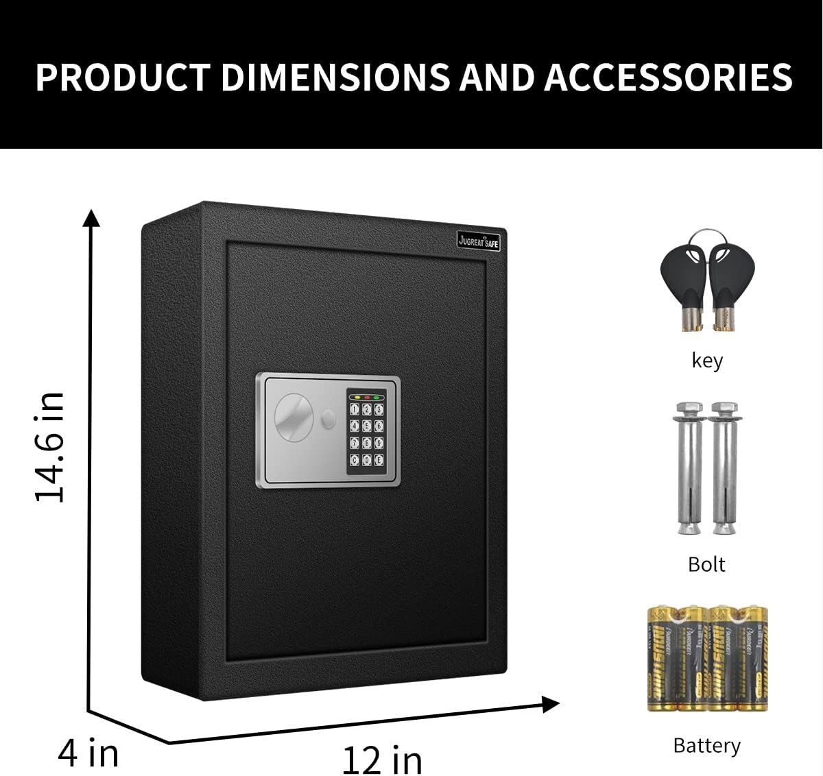 Compact 80 Key Electronic Safe with Sensor Light - Wall-Mounted Security Storage