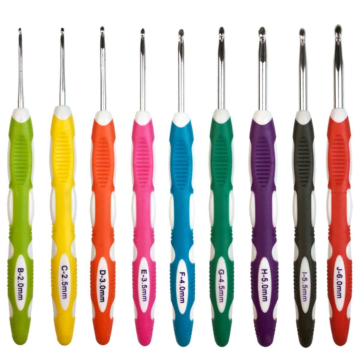 Paquete de 12 agujas de crochet con mango ergonómico para manos artríticas