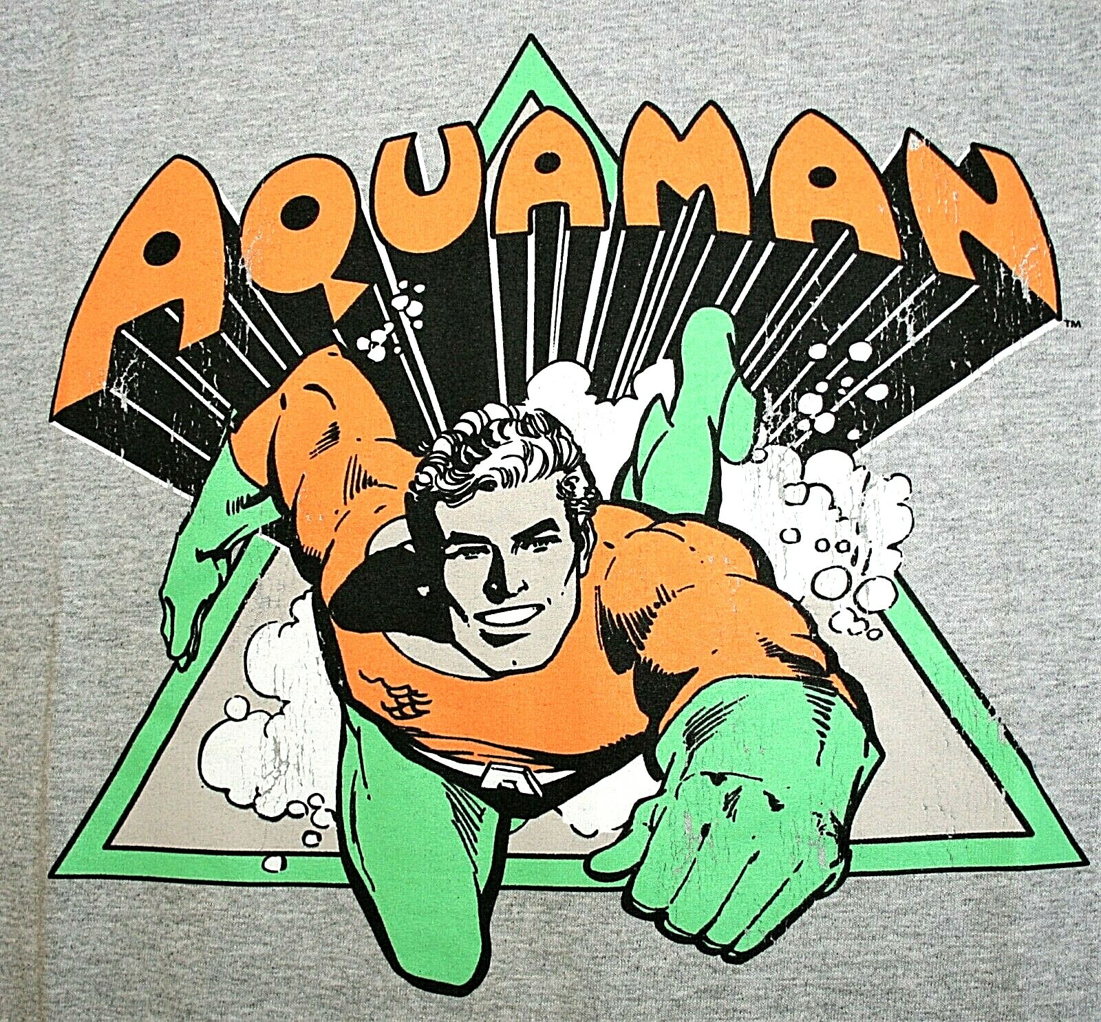 Retro Aquaman DC Comics Gray Graphic T-Shirt New 2XL 2021