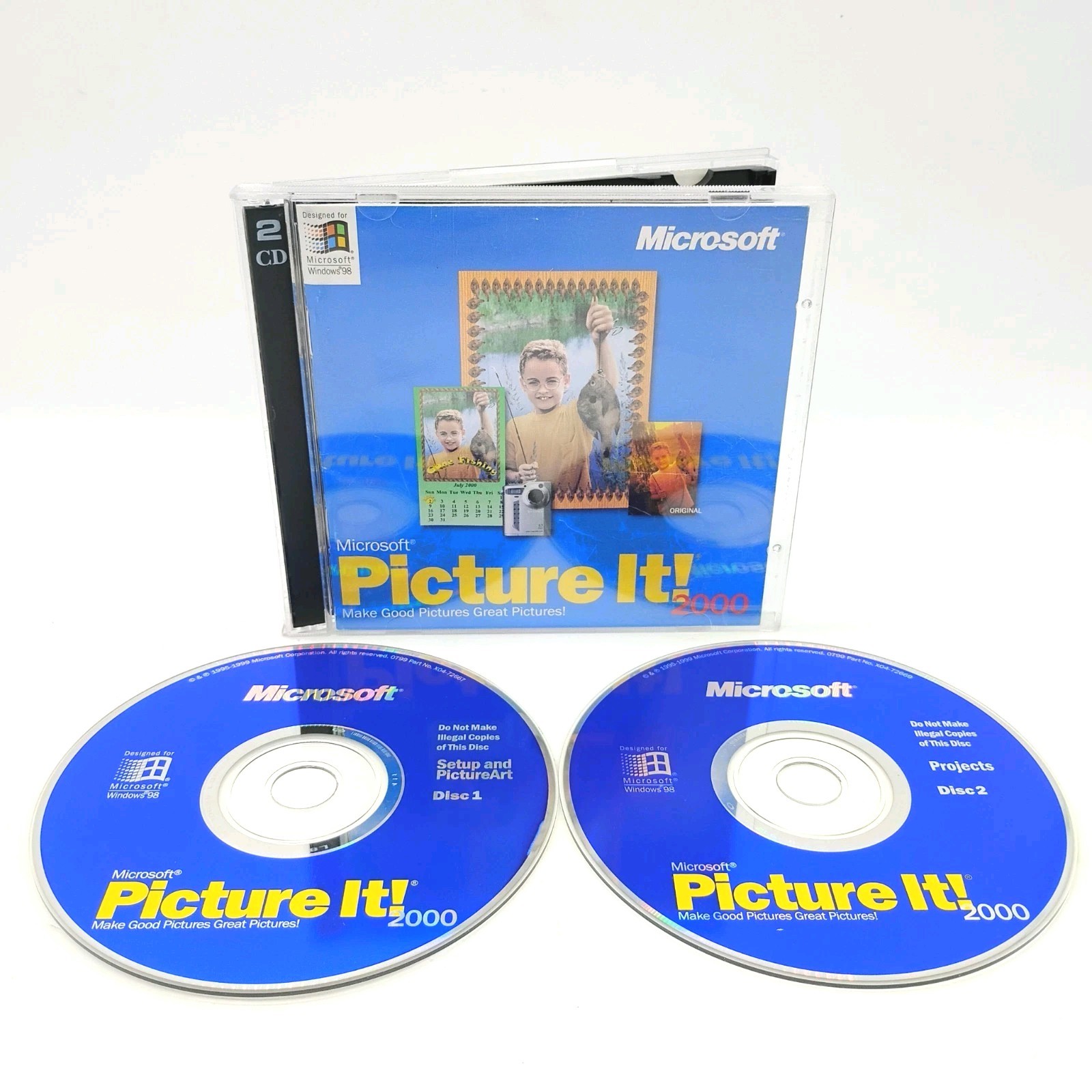 Microsoft Picture It 2000 (Windows 98 PC, 2-Disc Set) w/ CD Set, Full Retail