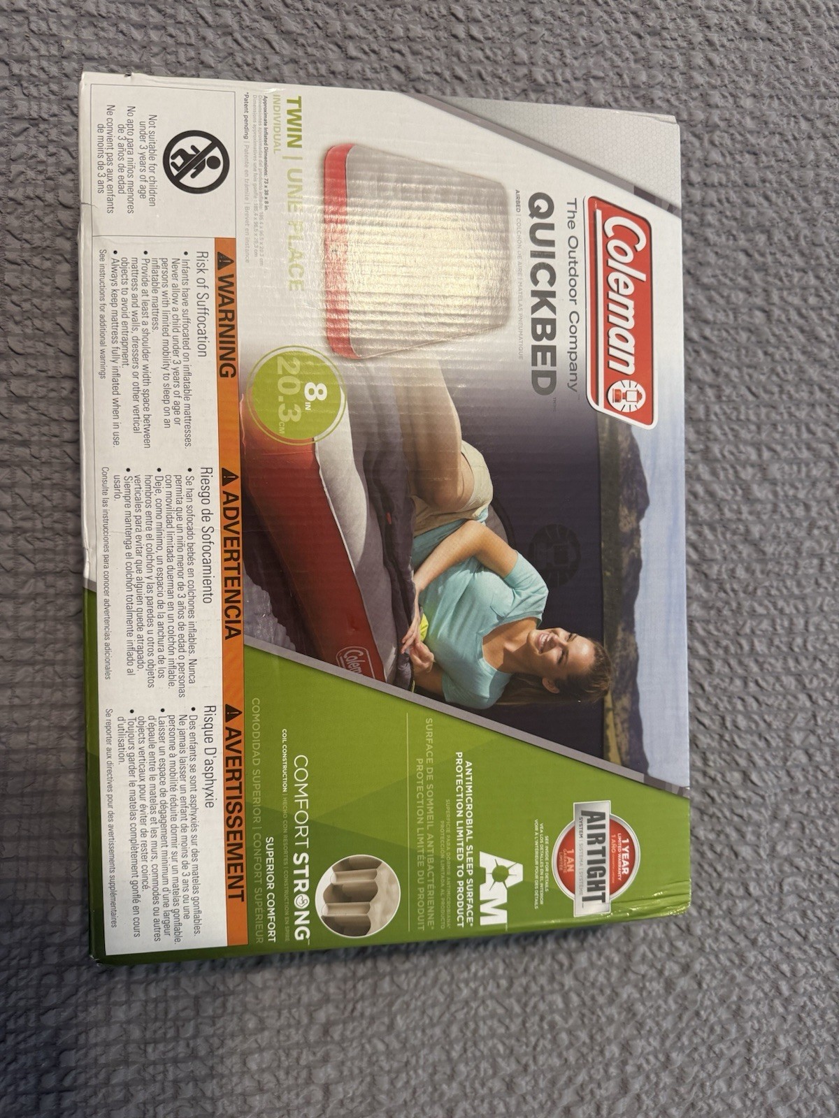 Coleman QuickBed Twin Inflatable Mattress Comfort Strong Airtight Camping
