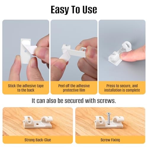 50 Pcs Self Adhesive Cable Clips,Upgraded Cable Management with Screw