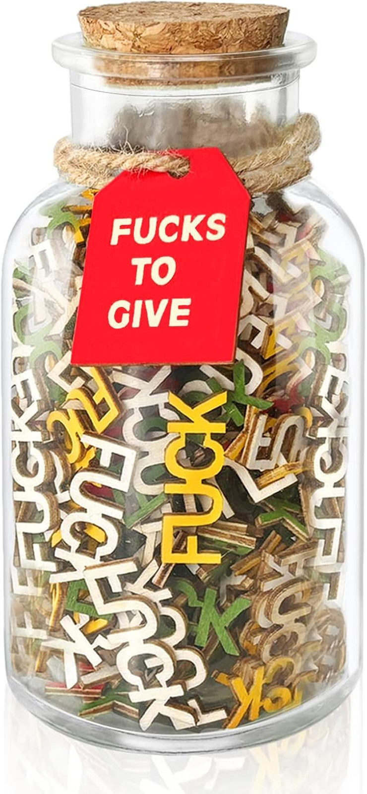 Glass F U Cks to Gift Jar 9 Oz, 200 PCS Color Wooden to Give for Valentines