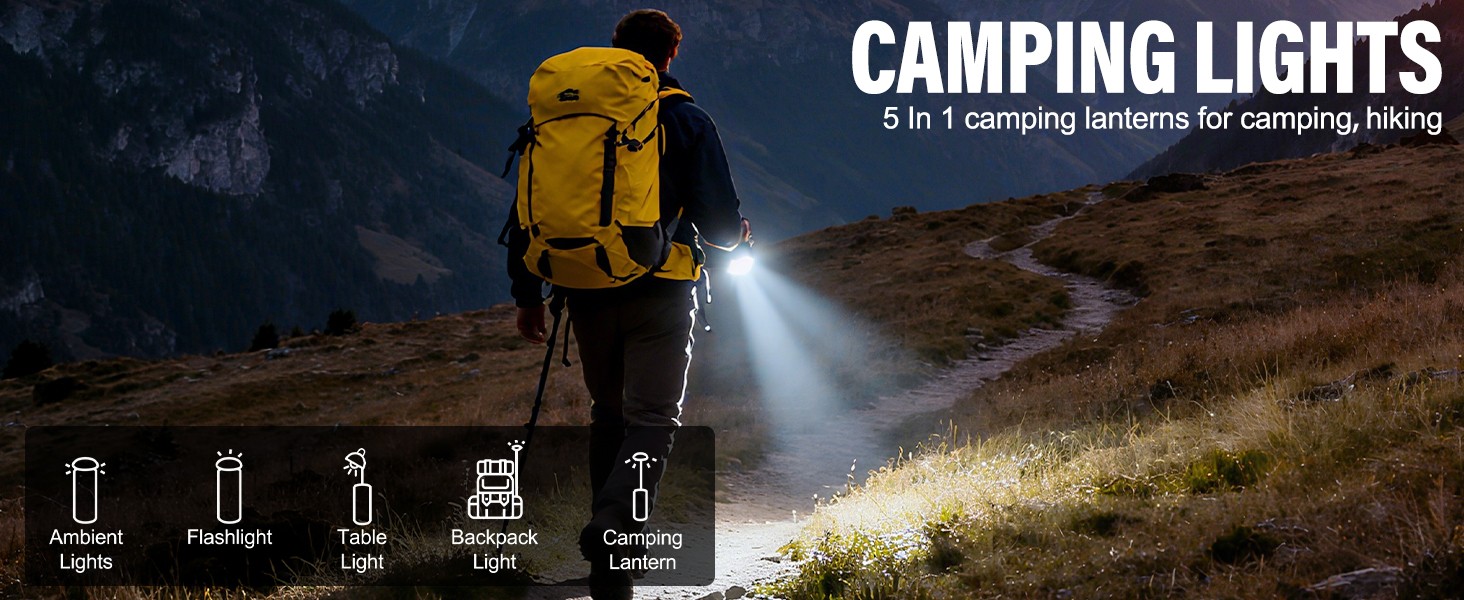 Telescopic Camping Lights,Collapsible Magnetic Camping Lantern | Dimmable USB