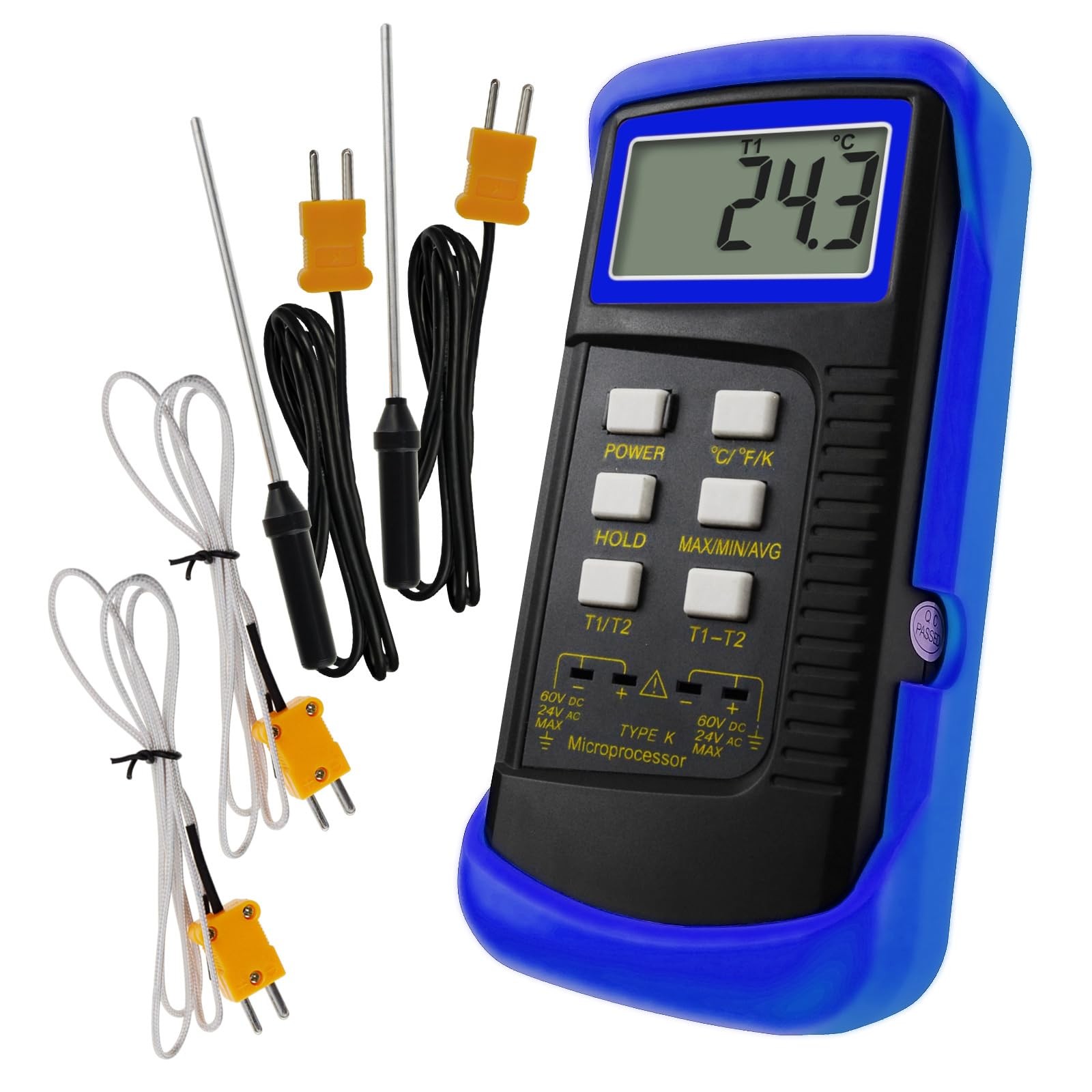 Thermocouple Thermometer Digital K Type Dual Channel Thermometer HVAC Tempera...