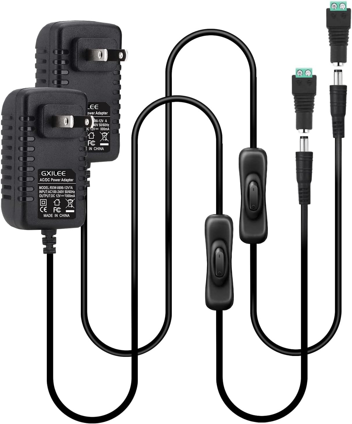 12V Power Supply with Switch for Indoor DC 12 Volt LED Strip Lights, under Cabin