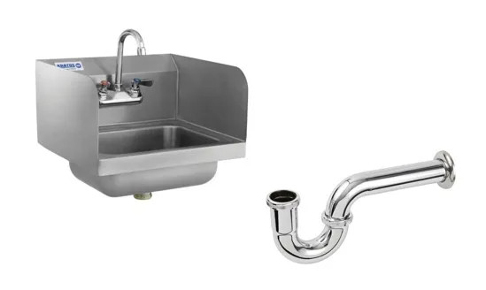 Kratos Commercial Hand Sink with Gooseneck Faucet, 14"W x 10"D x 5"H Stainless