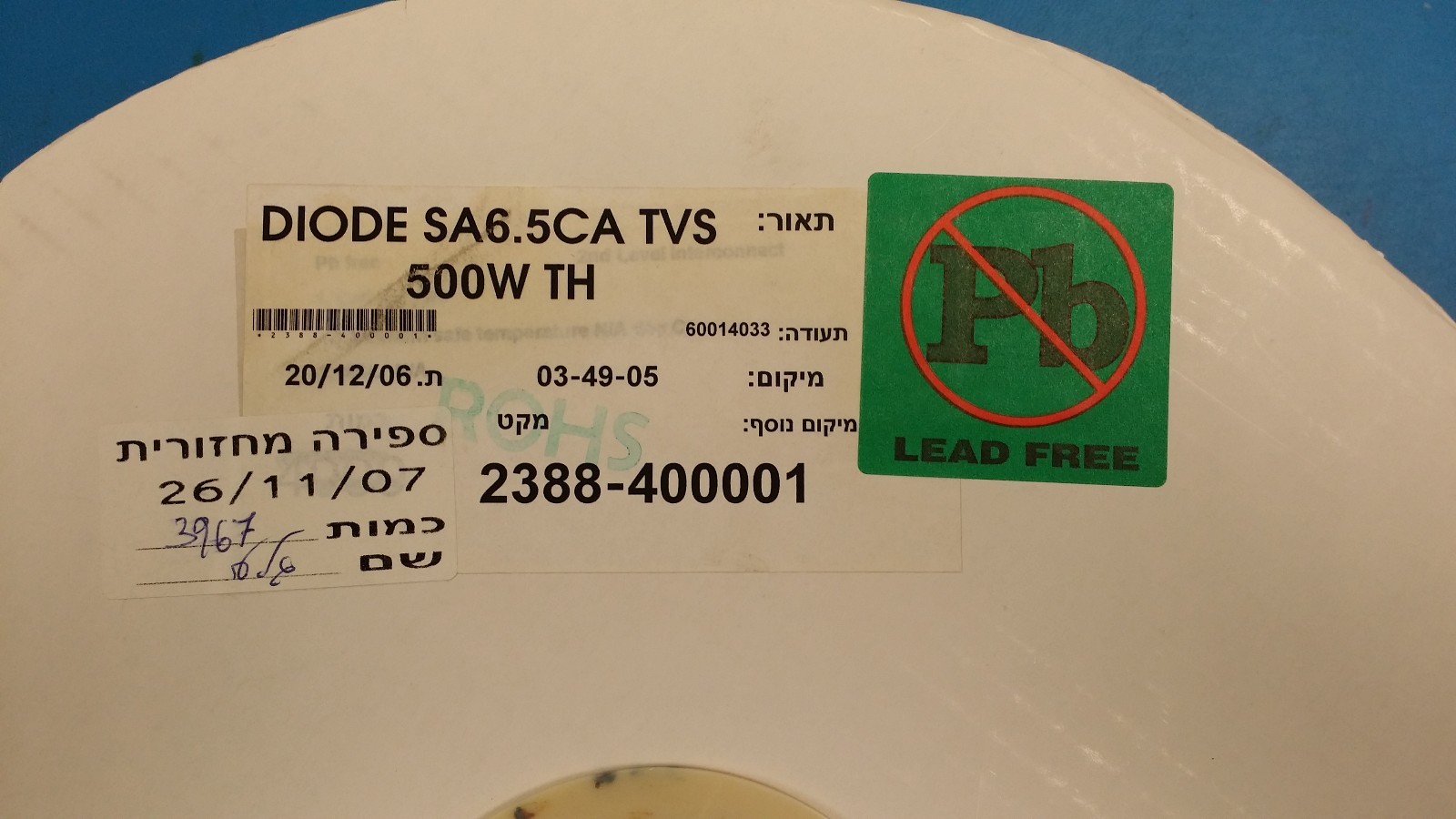 (20 PCS) SA6V5CA TVS DIODE 6.5V 11.2V DO15
