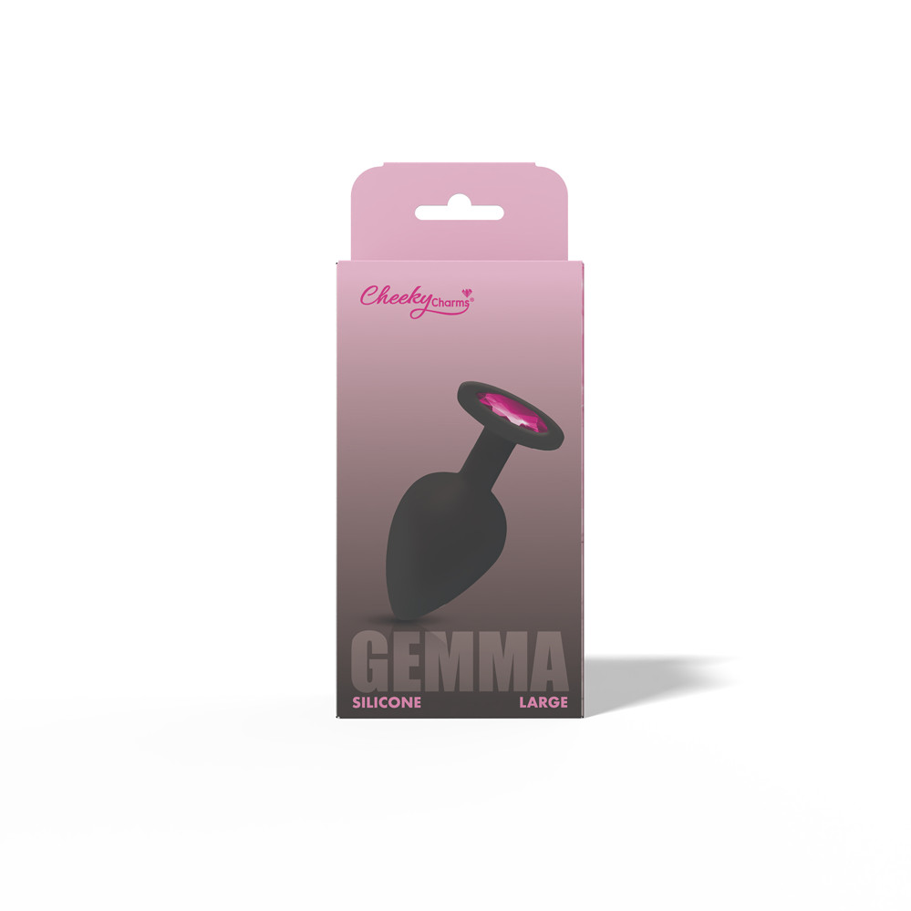 Gemma Pink Gem Black Silicone Plug - Large