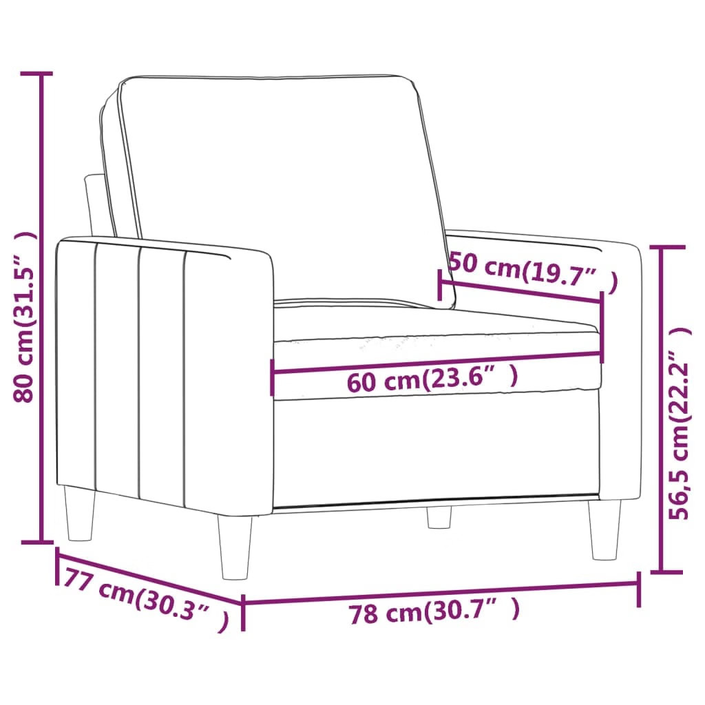Sofa Chair Dark Grey Velvet (100% polyester), metal, foam Single