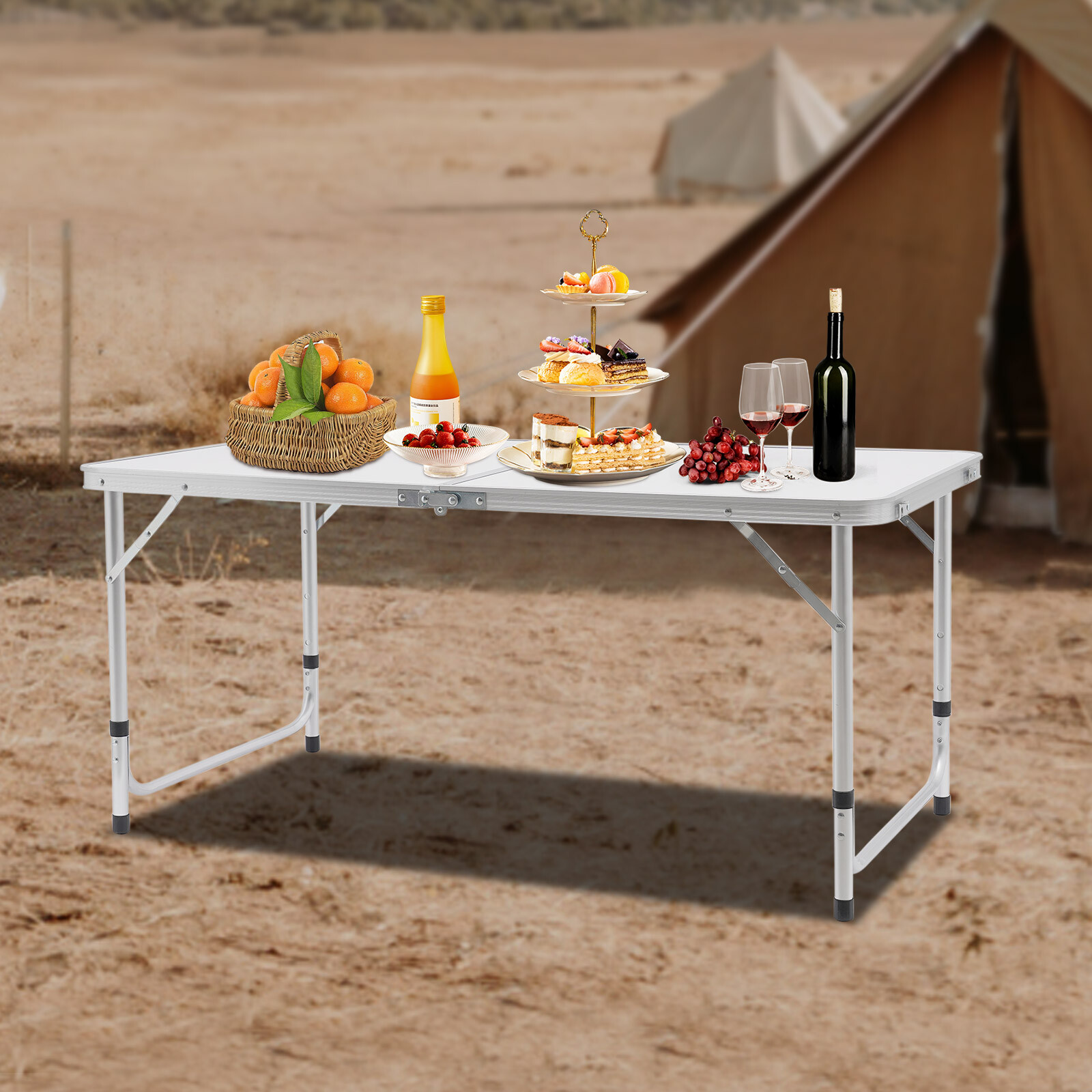 Portable Folding Table - Adjustable Height for Indoor & Outdoor Use