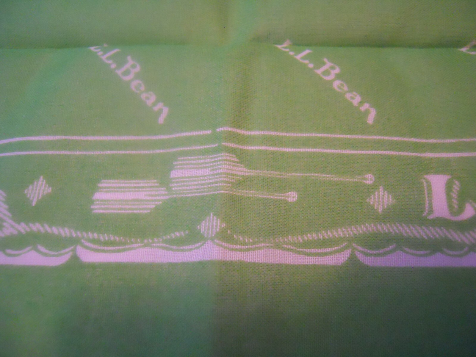 LL Bean Canoe Lake Themed Bandana Green White New
