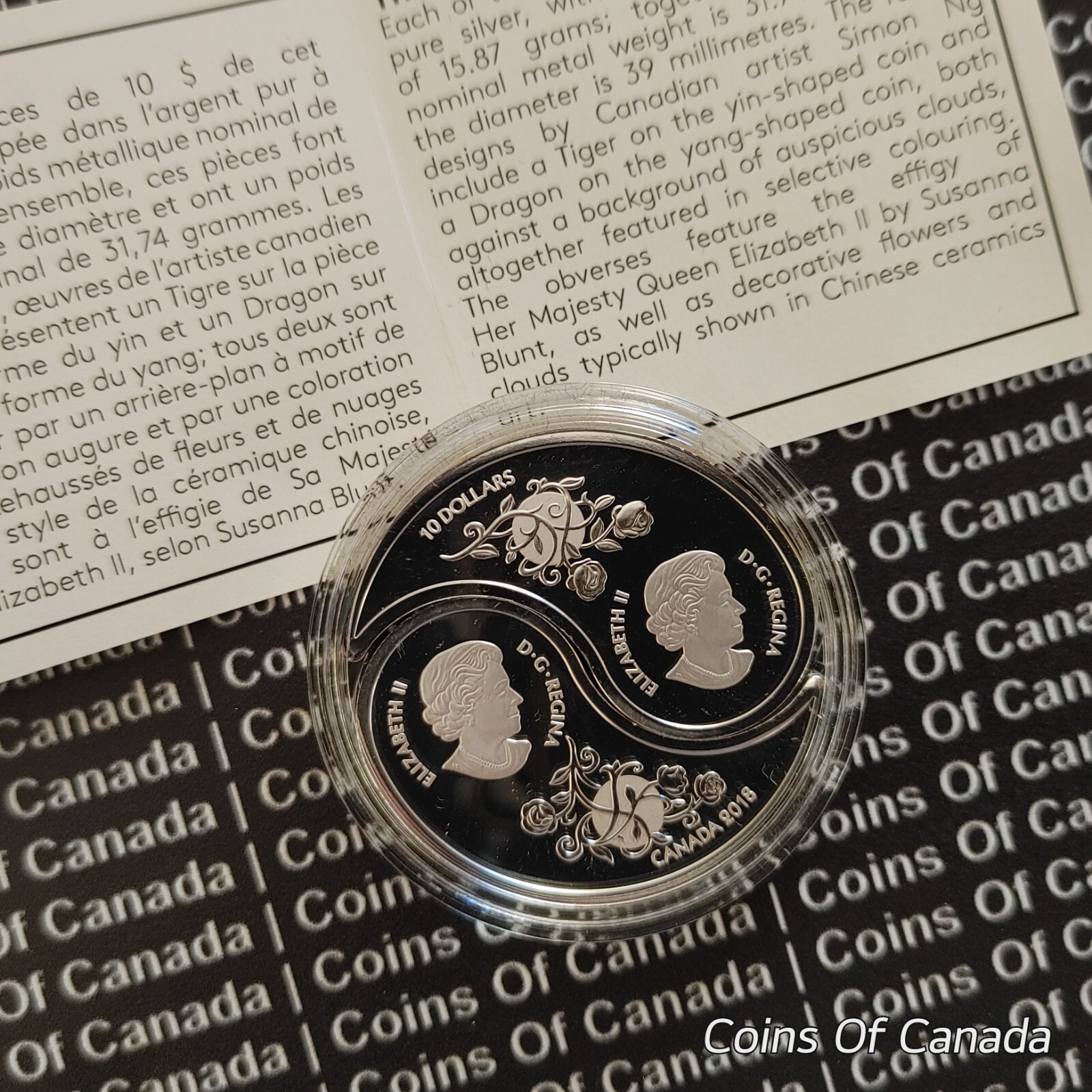 2018 Canada $10 Silver Coin Black White Yin + Yang Tiger + Dragon #coinsofcanada