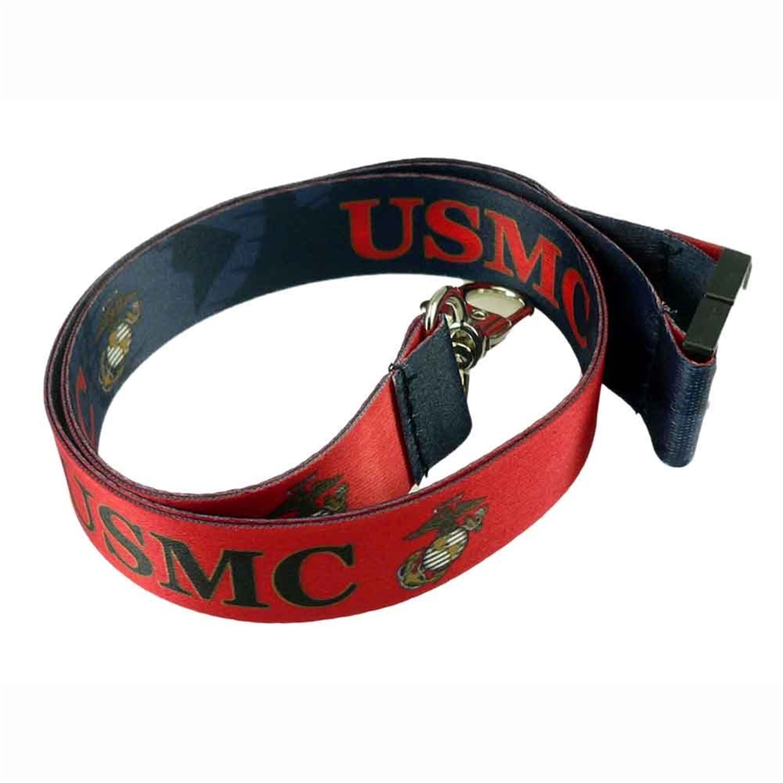 USMC Marine Corps Reversible Neck Lanyard Military ID Holder Key Ring Blue Red