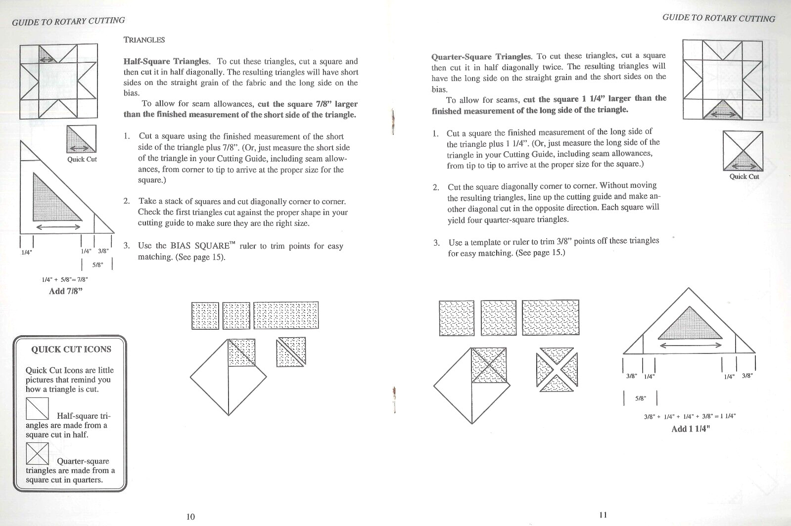 Guide To Rotary Cutting Patchwork Pieces 1994 McCloskey Strips Trimming Points