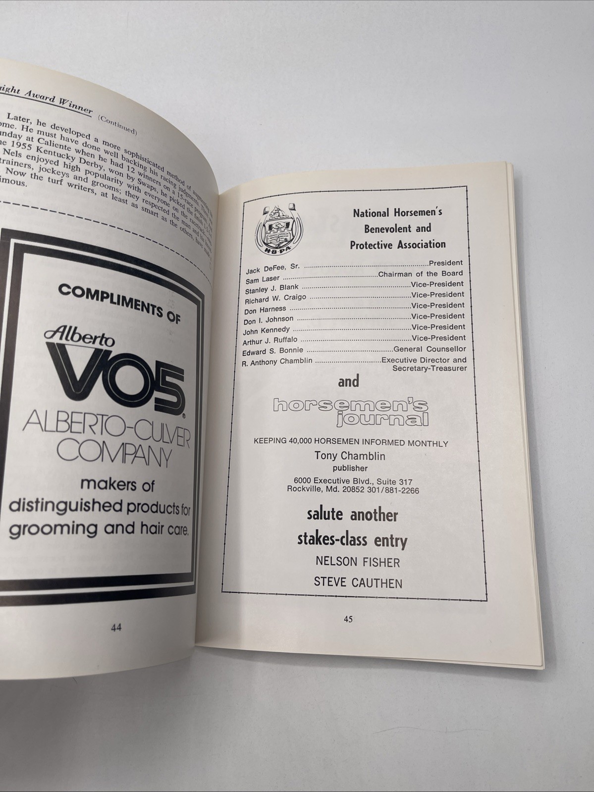 1978 National Turf Writers Association 19th Annual Dinner Program