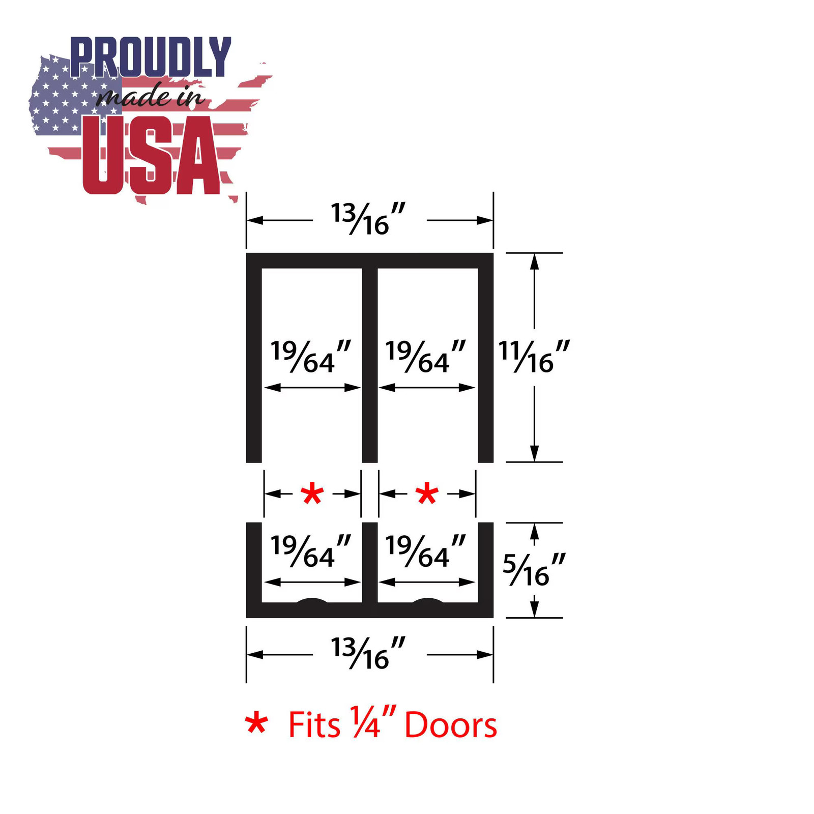 Outwater 1/4" Panel Sliding Door Track Multipack - Color and Size Options