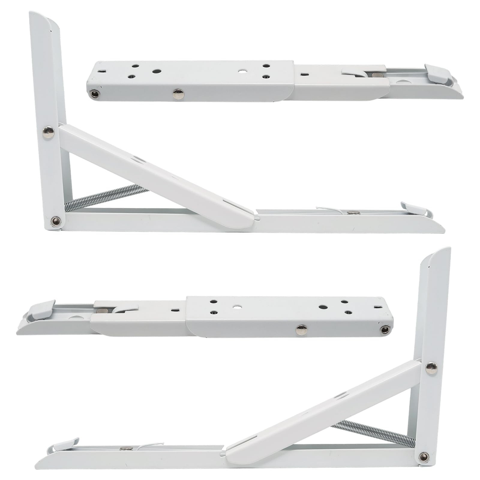 4 PCS 9.6x5.2 Inch White Steel L Brackets Wall Mount 90 Degree Folding Hinges