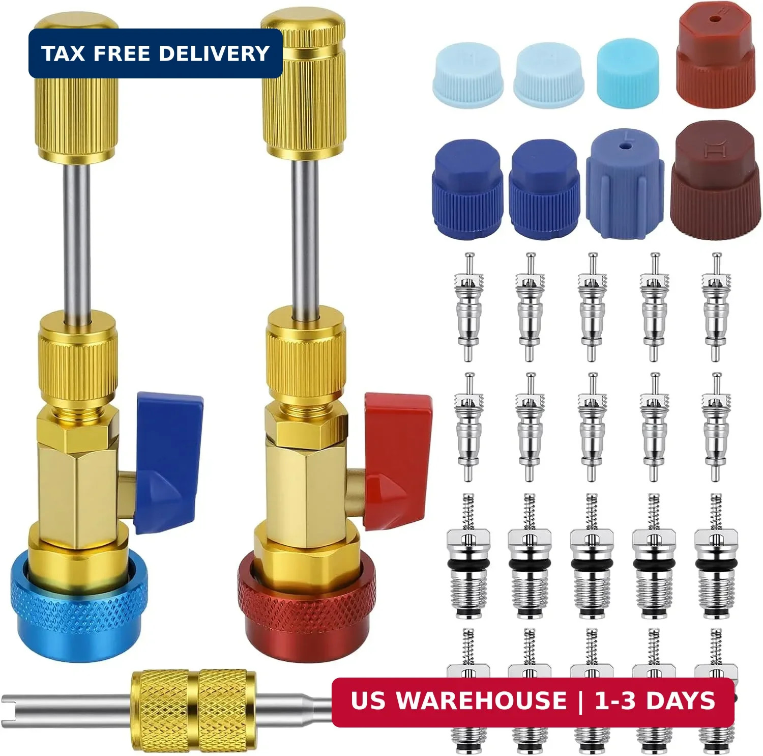 31 PCS R134A Valve Core Quick Remover Installer Tool Kit, High Low Pressure AC V