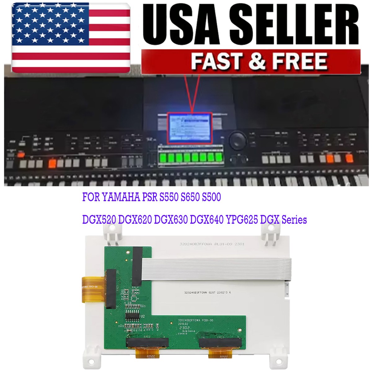 NEW For Yamaha YPG-525 LCD Display Screen Panel Digital Piano Keyboard US