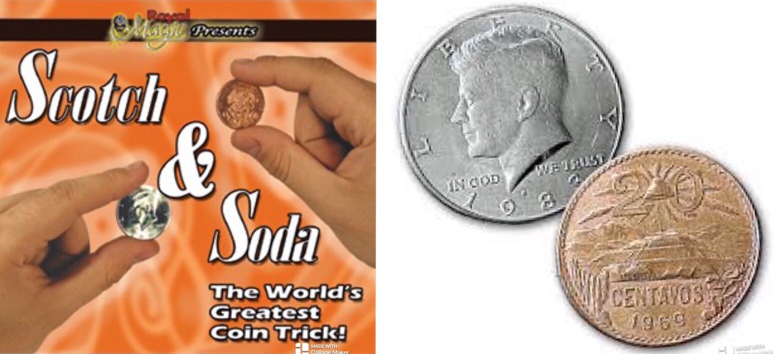 Scotch and Soda w 20 Centavo Mexican Coin real coins! Chicago’s Royal Magic
