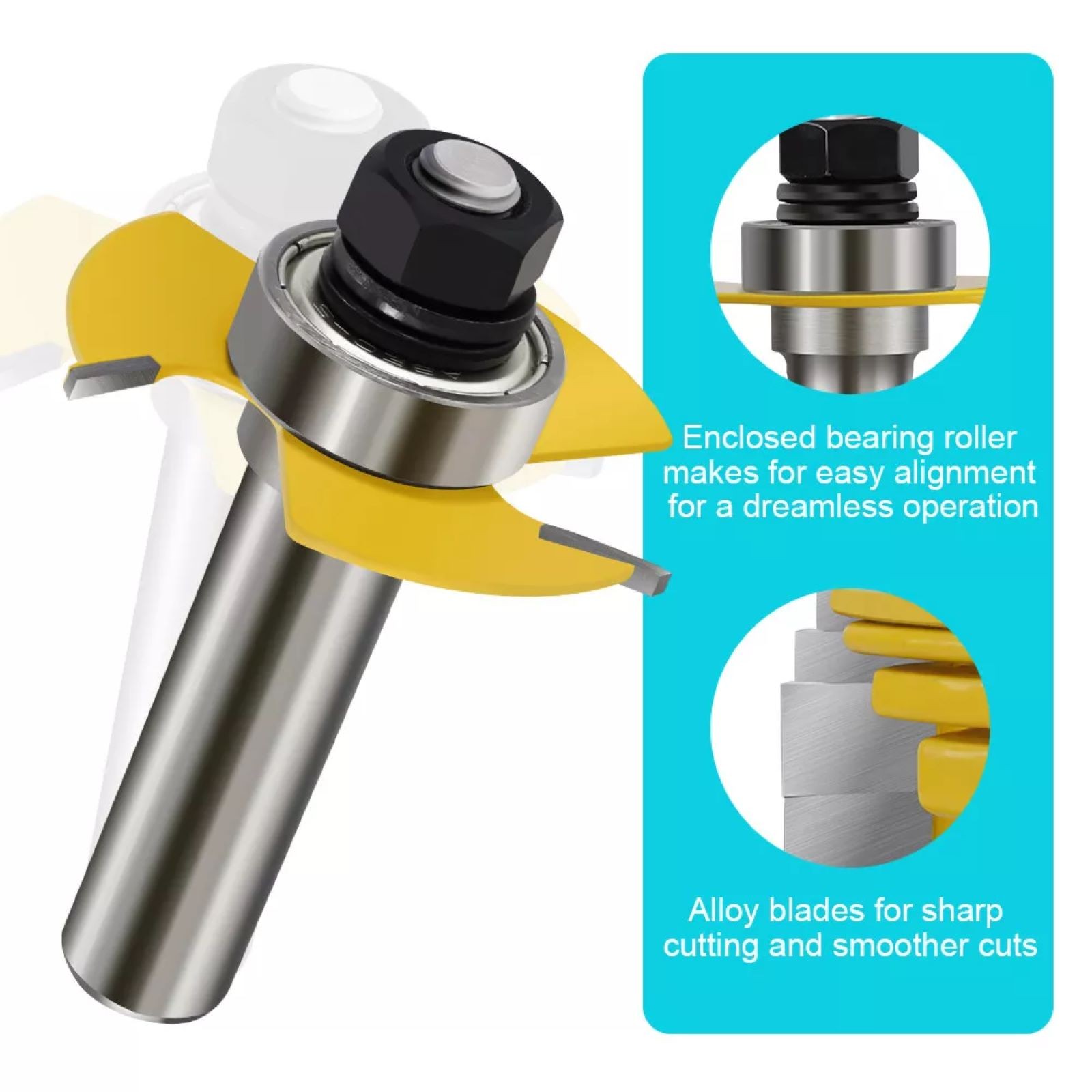 2Pcs Tongue & Groove Router Bits 1/4" 1/2" Shank 3 Teeth Adjustable T Shape Bits