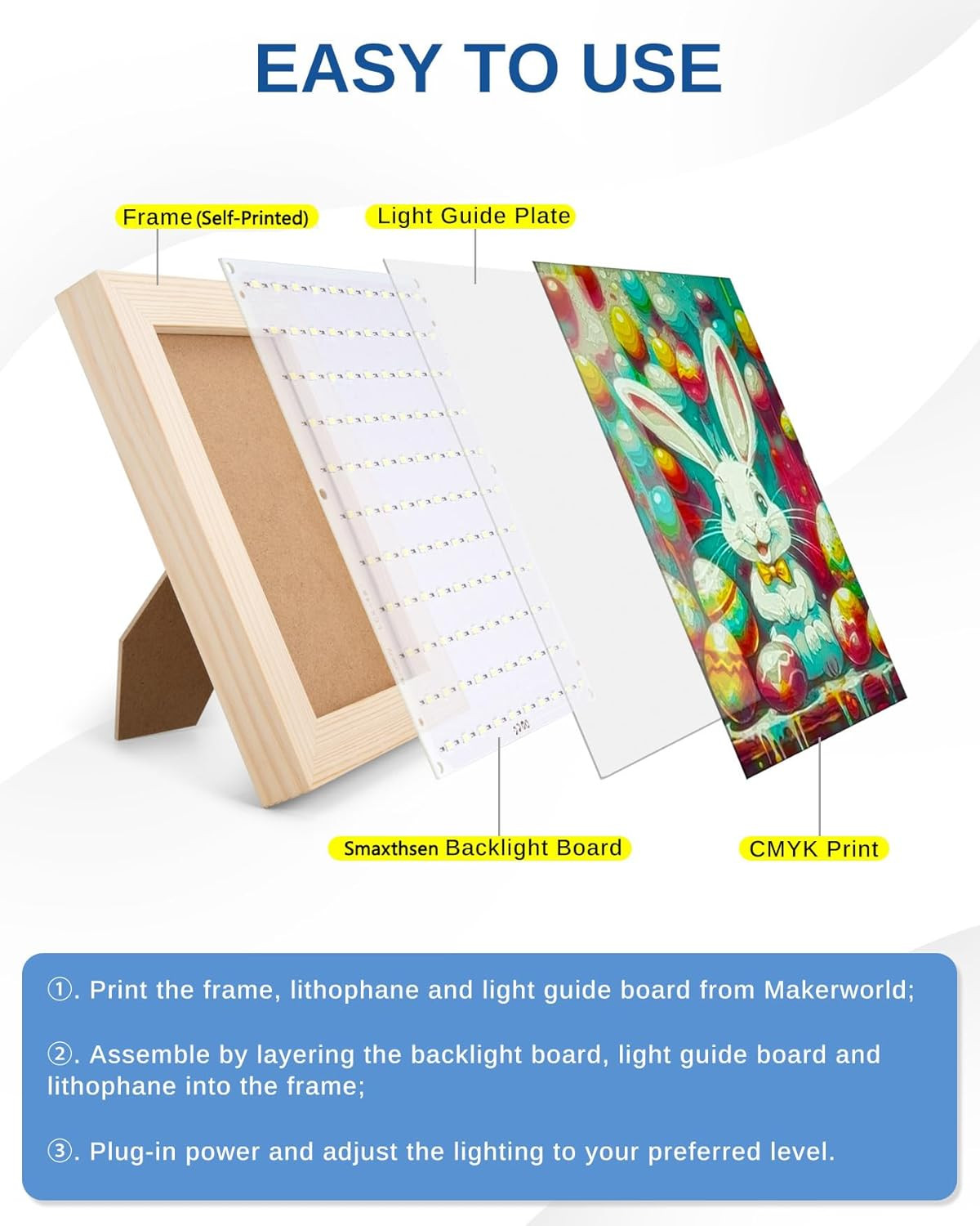 Lithophane LED Backlight Kit for 3D Printed Art, 2 Pack, USB-C Powered
