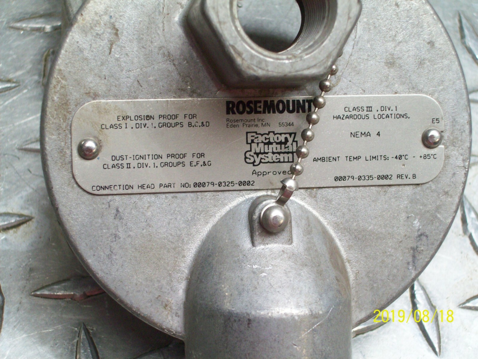 ROSEMOUNT EXPLOSION PROOF CONNECTION HEAD 00079-0335-0002