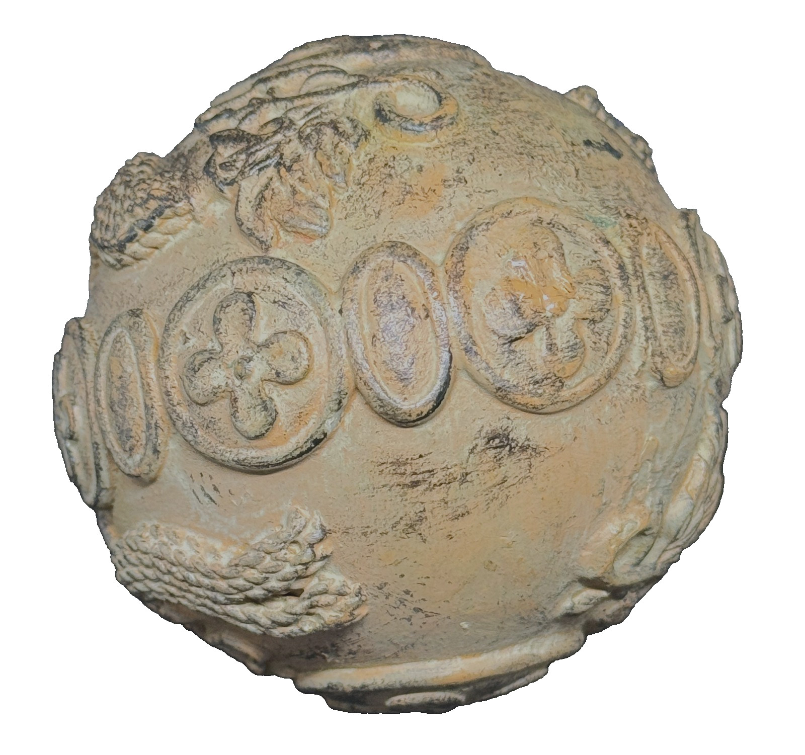 Tan Brown Fleur De Lis Texture ORB 4" Decor DECORATIVE GLOBE SPHERE BALL ROUND ©