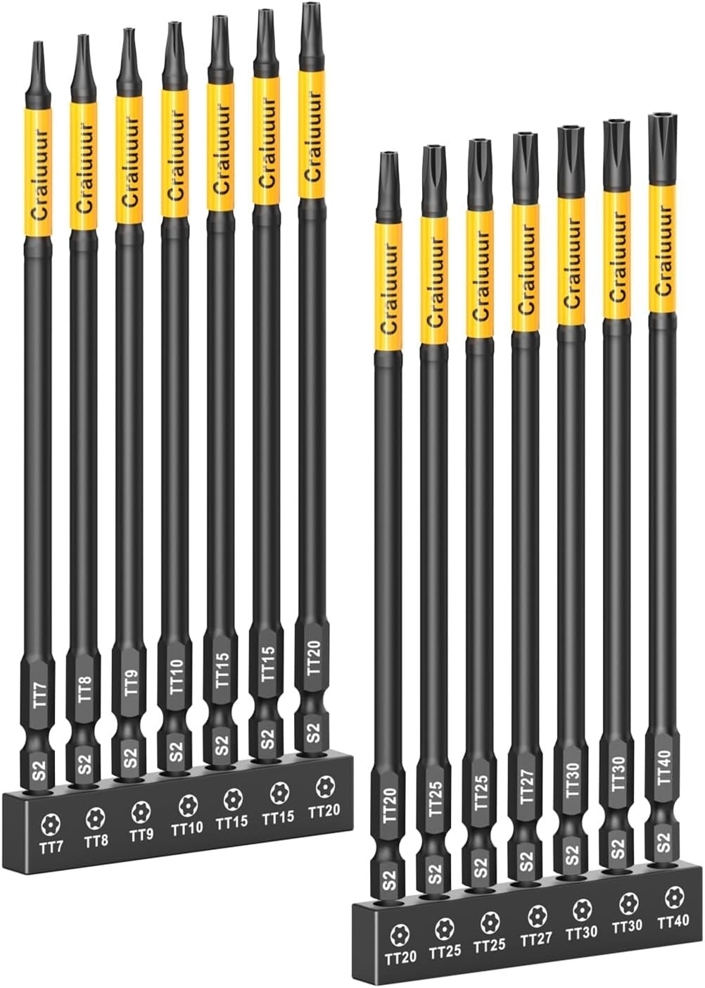 14PCS Impact Long Torx Bit Set 6 Inch T7–T40 Tamper Proof Star Bits Set Magnetic
