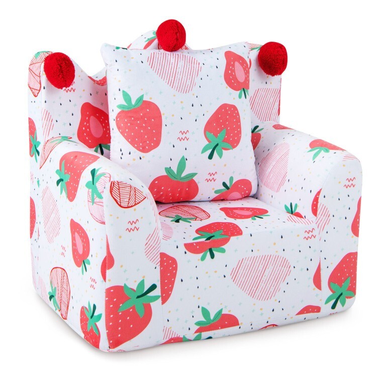 Lightweight Ergonomic Kids Sofa Chair Toddler Armchair w/Armrest & Extra Pillow