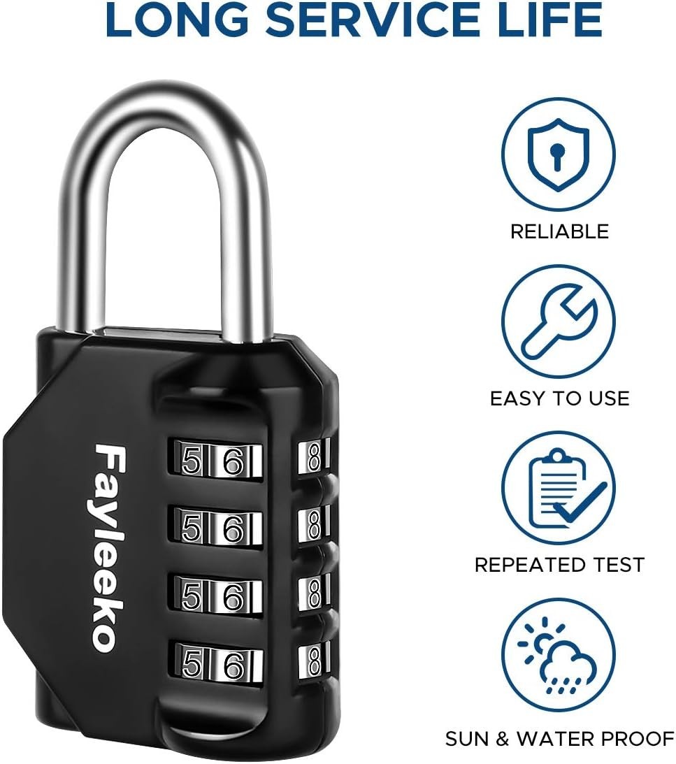 Durable Resettable Combination Lock: Perfect for Gym & Toolkit, 2-Pack, Black