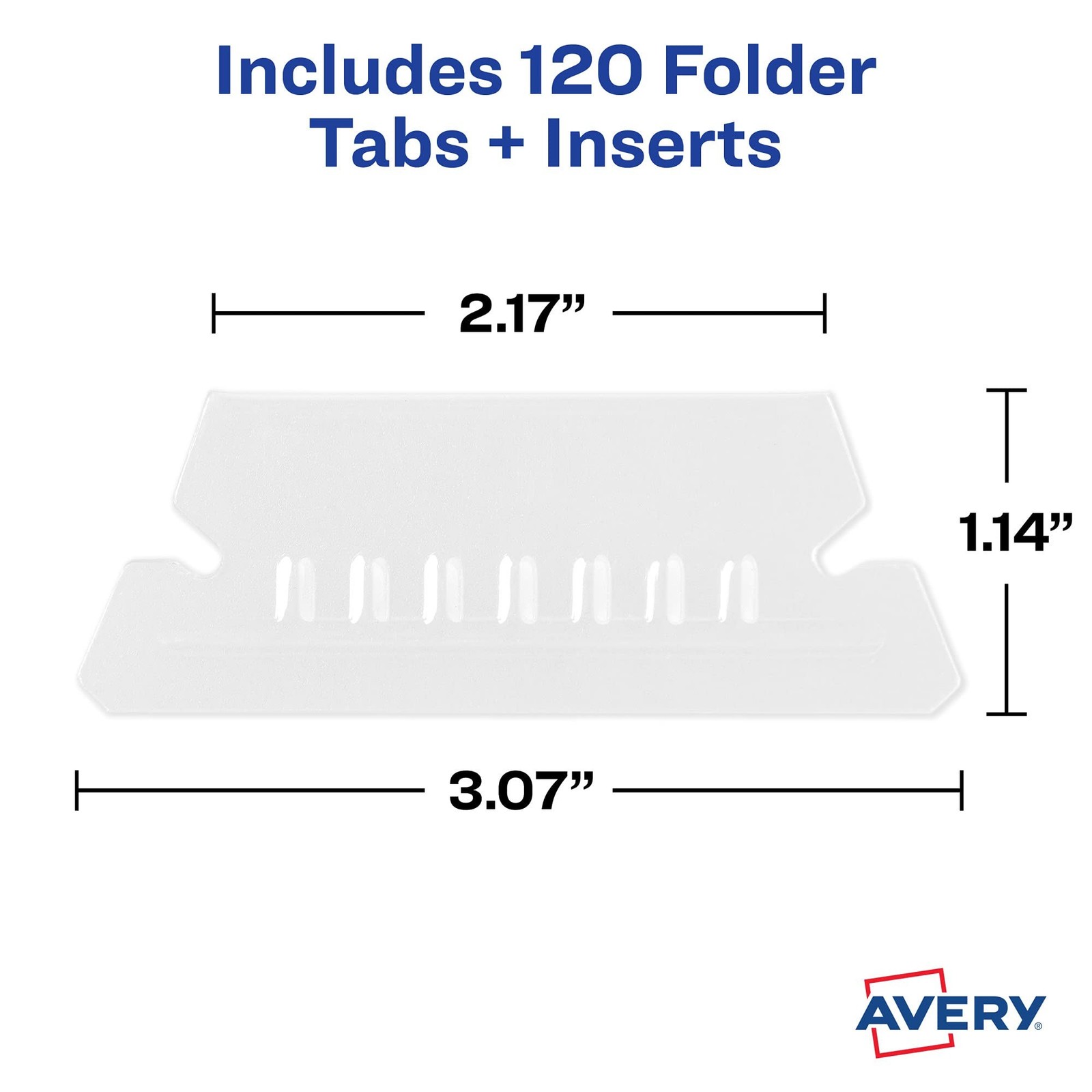Hanging File Folder Tabs and Inserts, 1/5 Cut, Clear, 20 File Folder Tabs and In