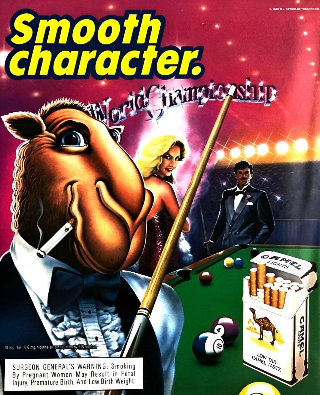 1989 JOE CAMEL CIGARETTES Vintage Print Ad Shooting Pool Billiards Tobacco