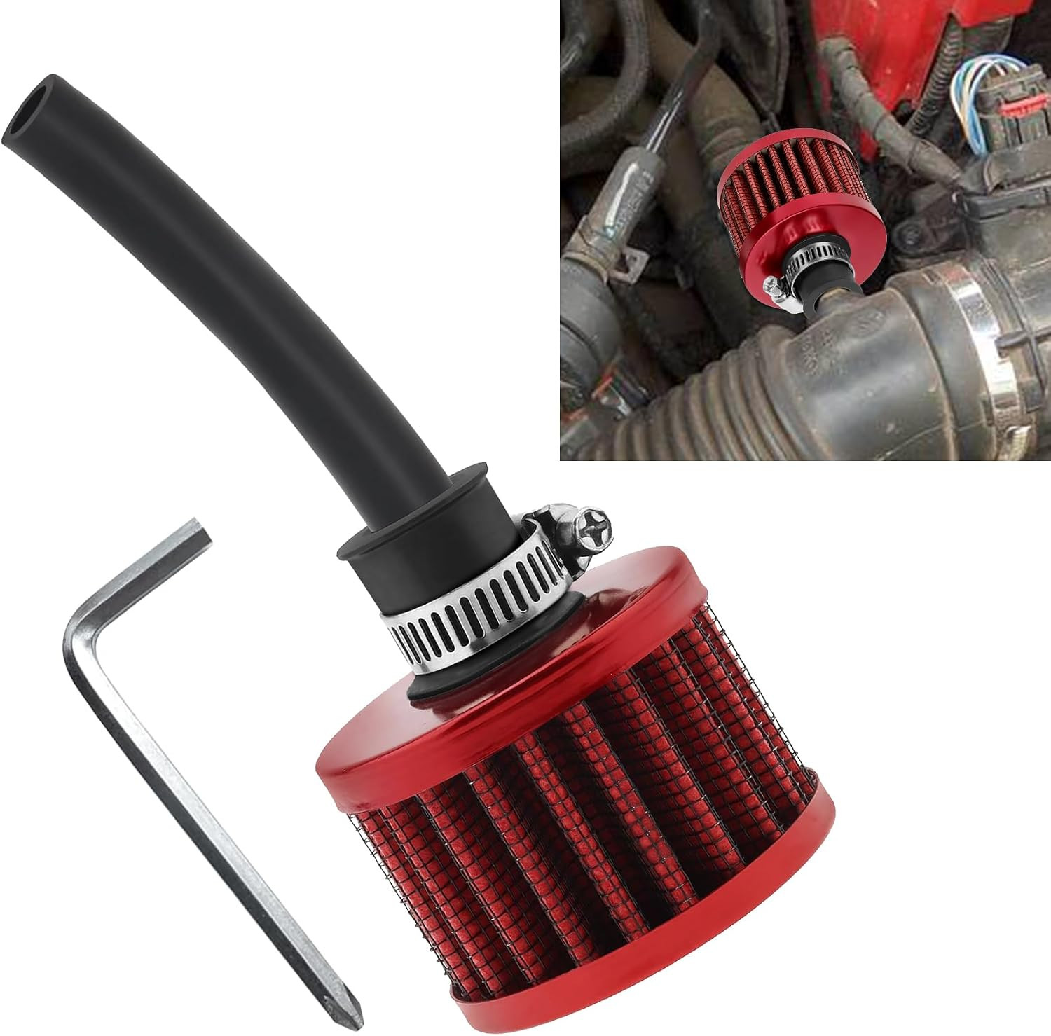 212Cc Air Filter Valve Cover Breather Filter, Mini Bike Air Filter, 12Mm/0.47" C